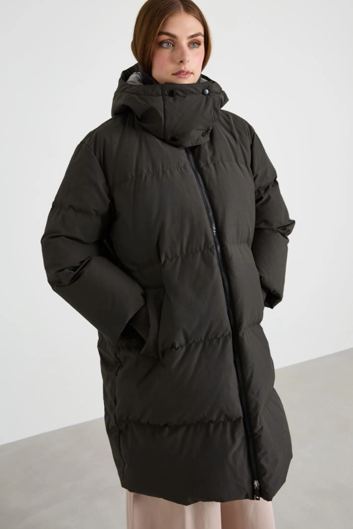 Technical cotton down jacket - BLACK