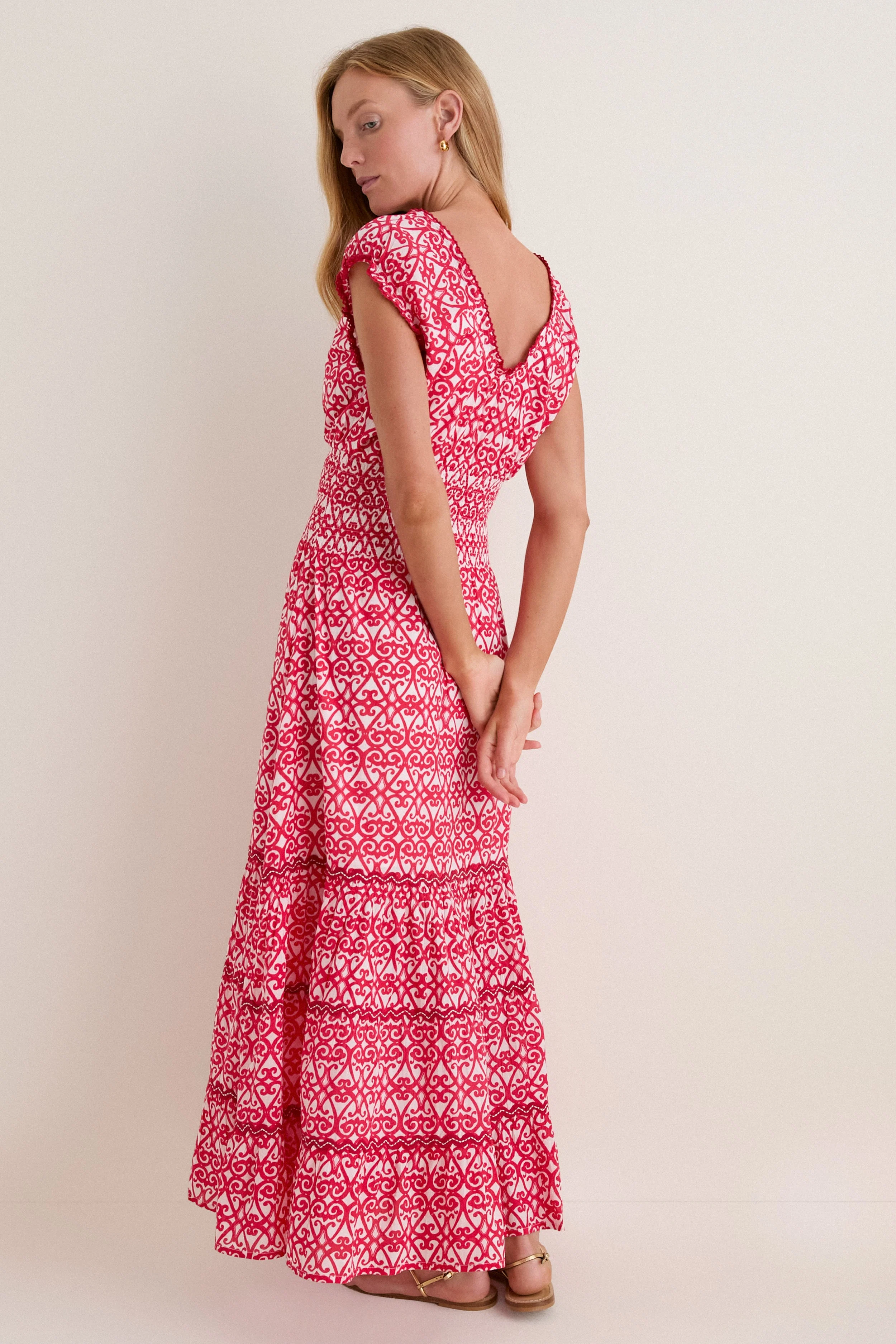 Red Siro Hilda Midi Dress