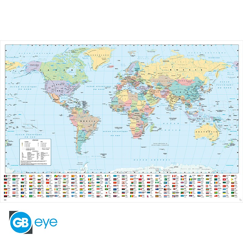 HARPER COLLINS Poster World Map 21 (91.5 x 61cm) French
