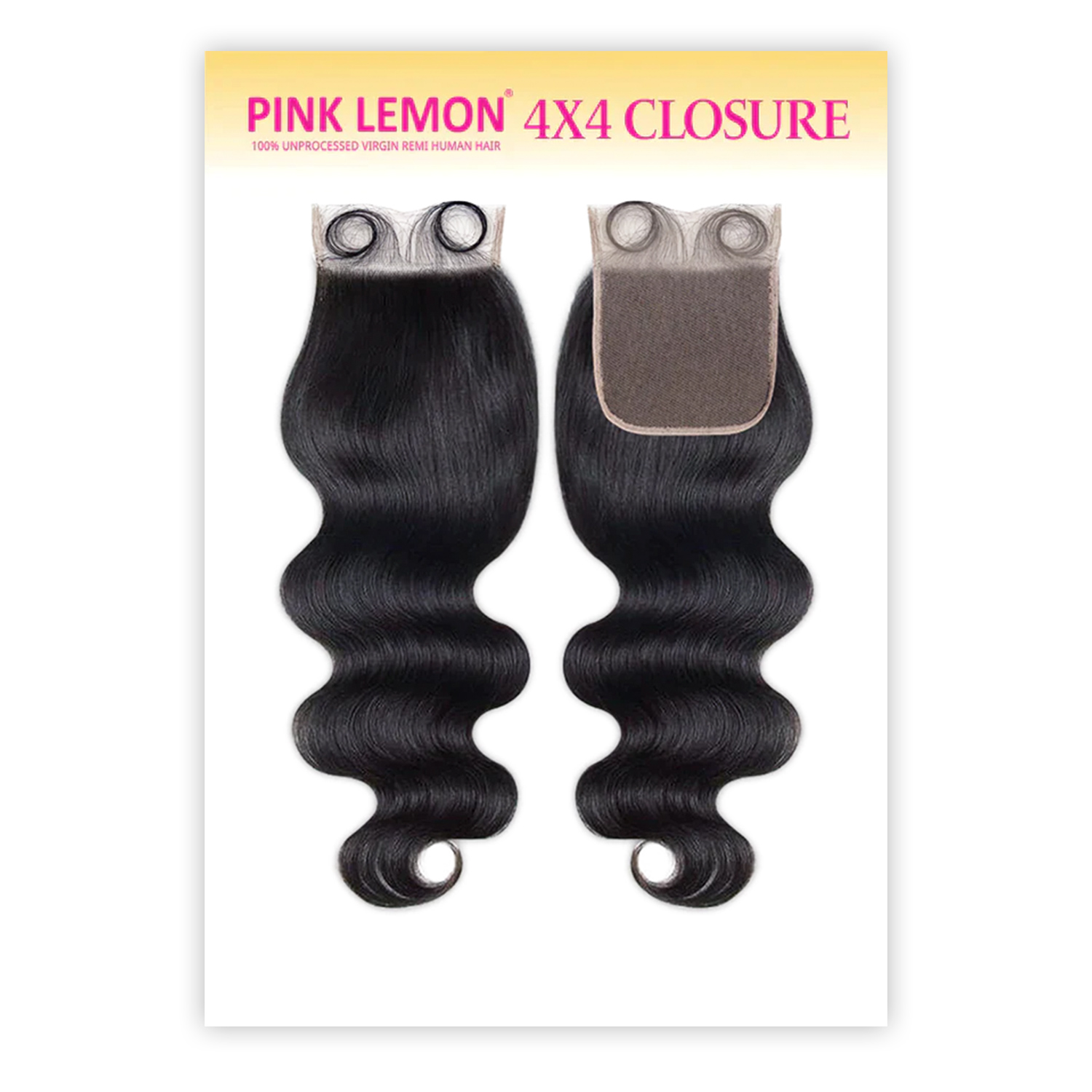 Pink Lemon Unprocessed Virgin Remi Human Hair HD 4X4 Full Lace Closure Body Wave 12