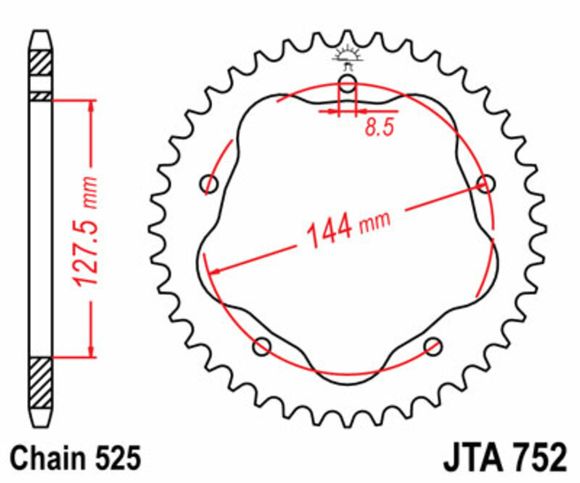 Couronne JT. acier standard 752 - 525 - Nécessite un porte couronneRef : JTC01324A / 1075106004