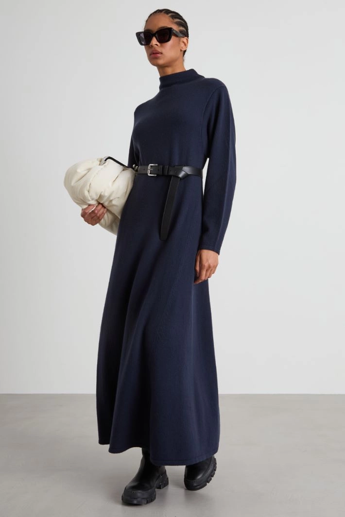 Knit long dress - NIGHT BLUE