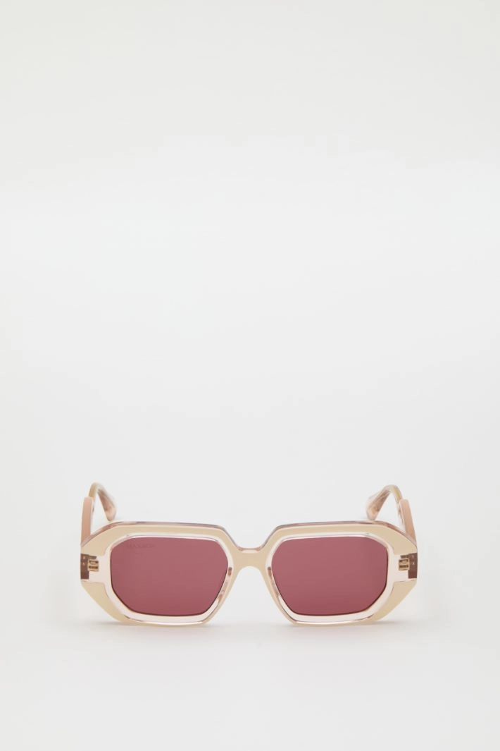 Geometric glasses with bas reliefs - IVORY PINK