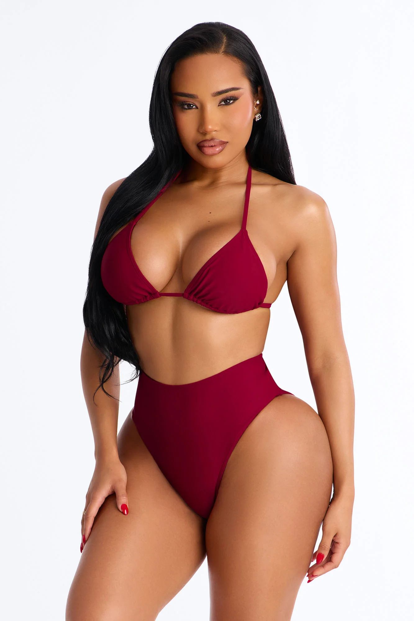 Maui Mix And Match Triangle Bikini Top - Burgundy