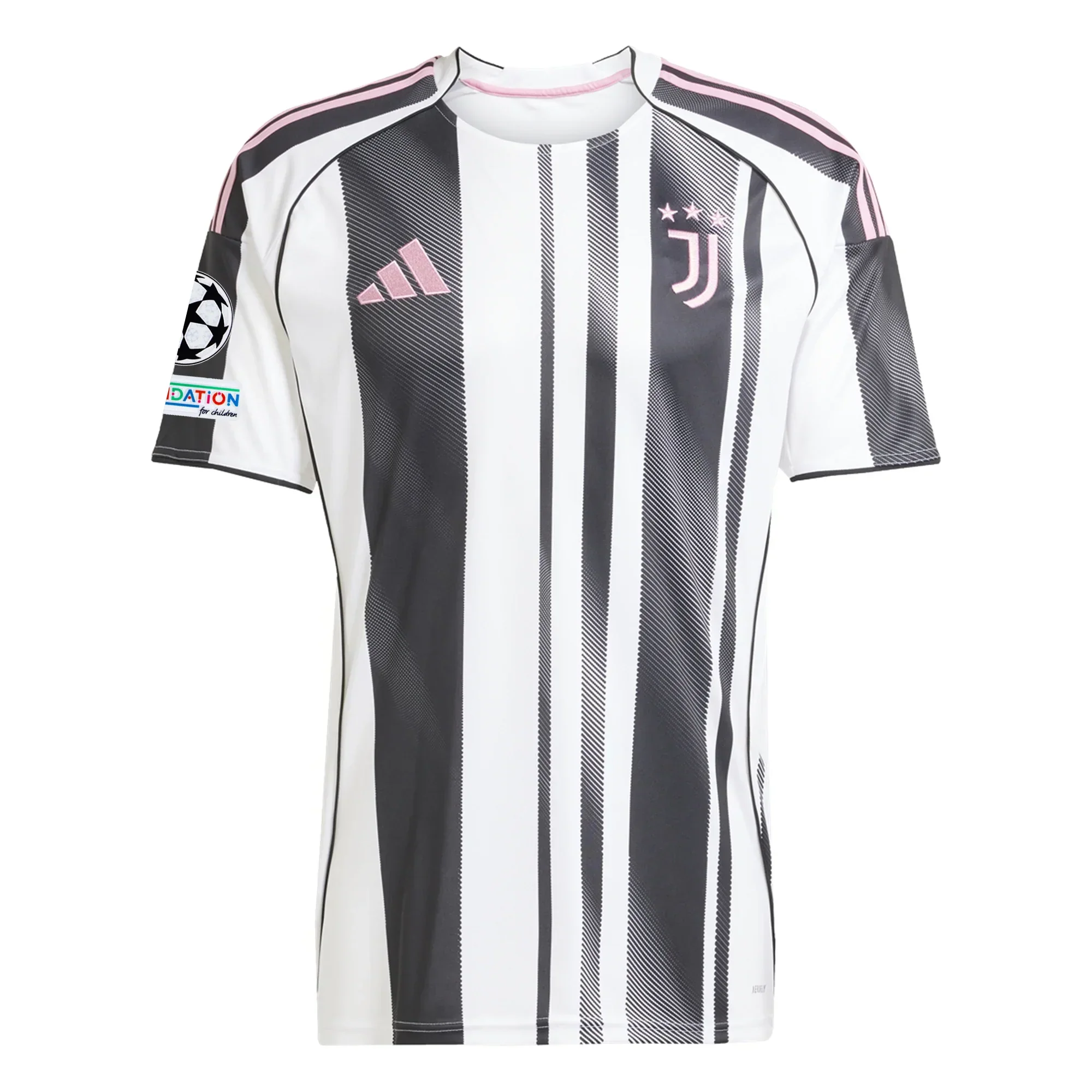 Juventus Yildiz  Home Jersey w/ Champions League Patches 25/26 (White/Black/Pink)