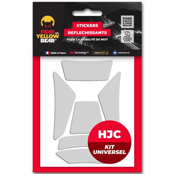 Fear The Yellow Bear REPLICA HJC HELMETS Reflective Stickers UNIVERSAL KIT - WhiteRef: FYB0004