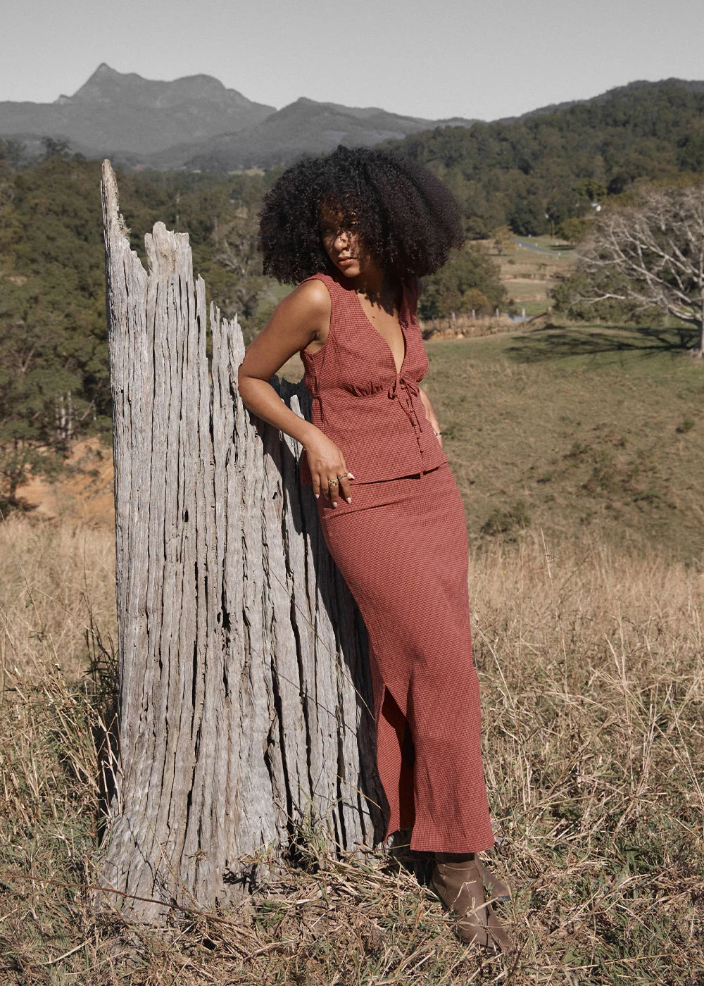 AFENDS Womens Kali - Maxi Skirt - Indy Rose Check