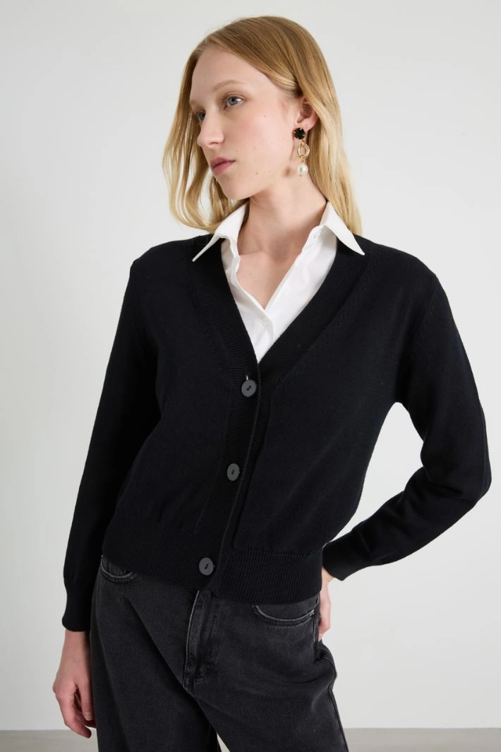 Cotton cardigan - BLACK