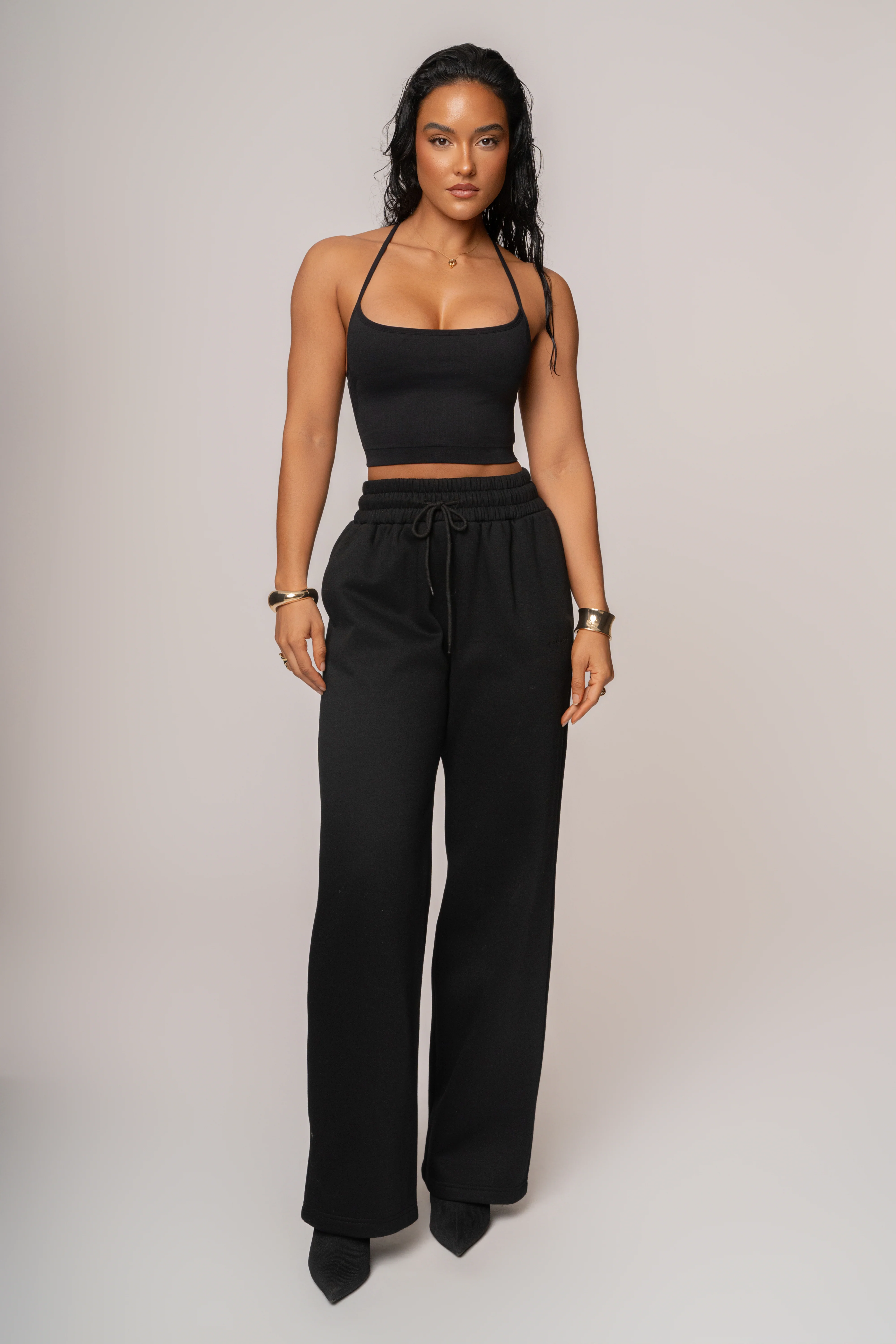 Black JLUXLABEL Logo Fleece Pants