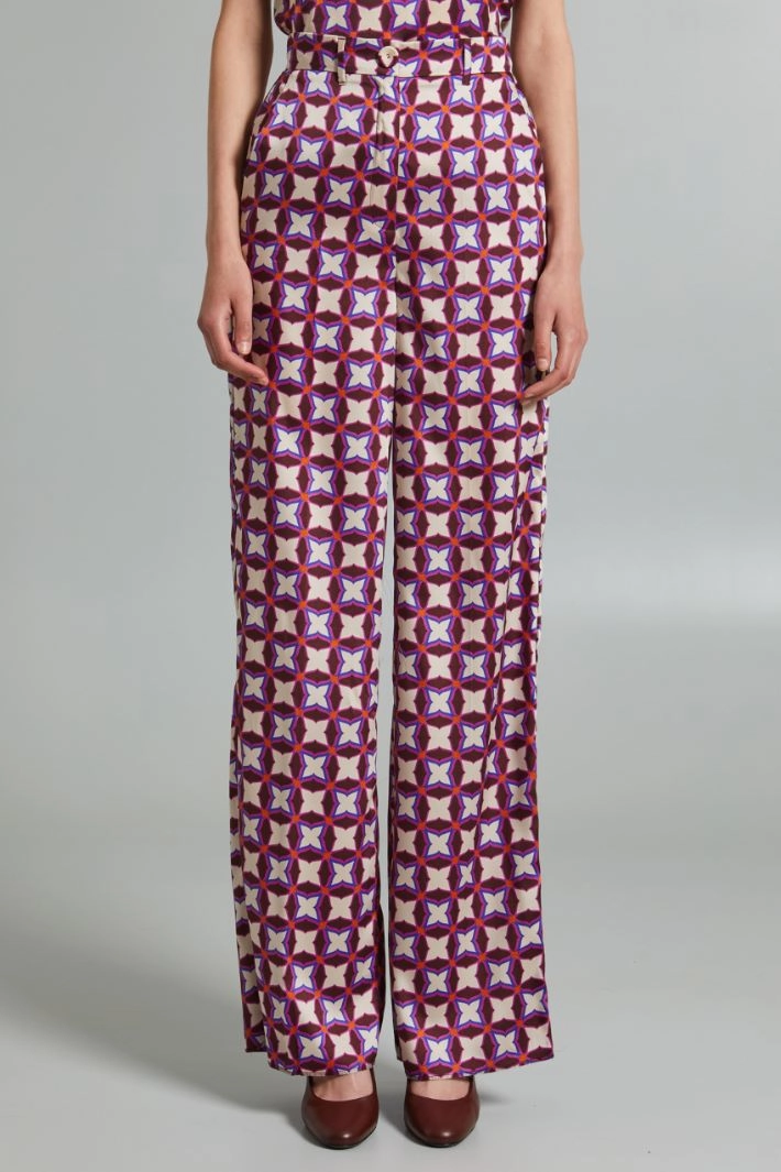 Twill palazzo trousers - VIOLET WHITE