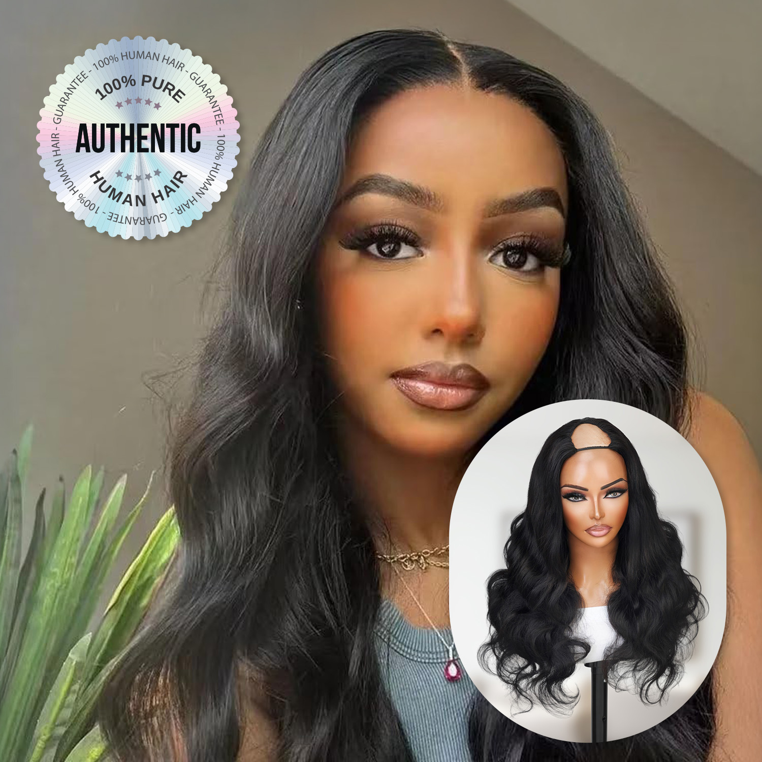 Diva Queen 100% Virgin Human Hair V-Part Clip Wig Body Wave Natural 20