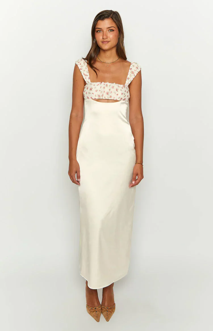 Yolandah Cream Chiffon Maxi Dress