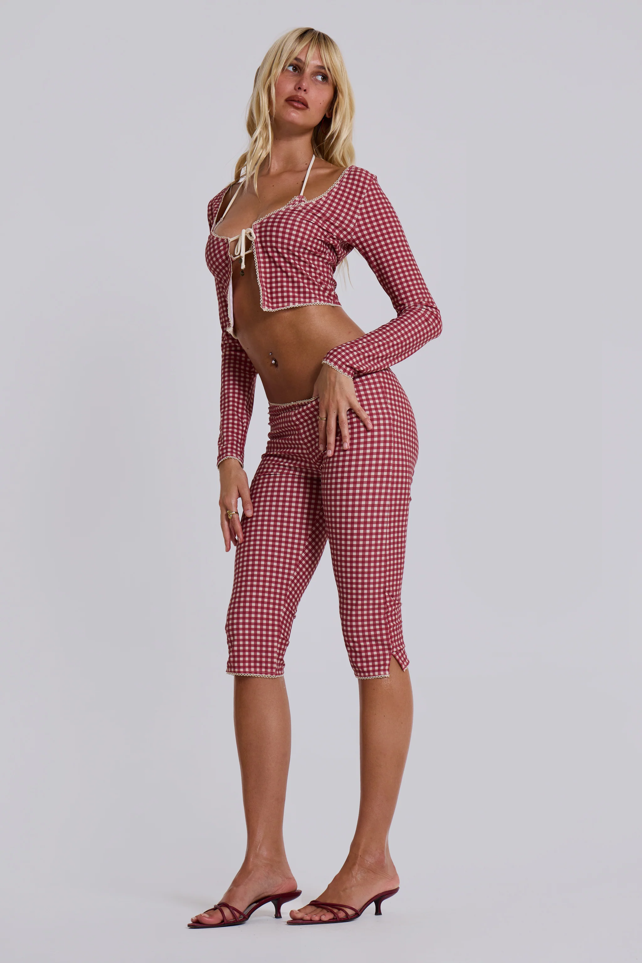 Freda Gingham Swim Cardigan Top