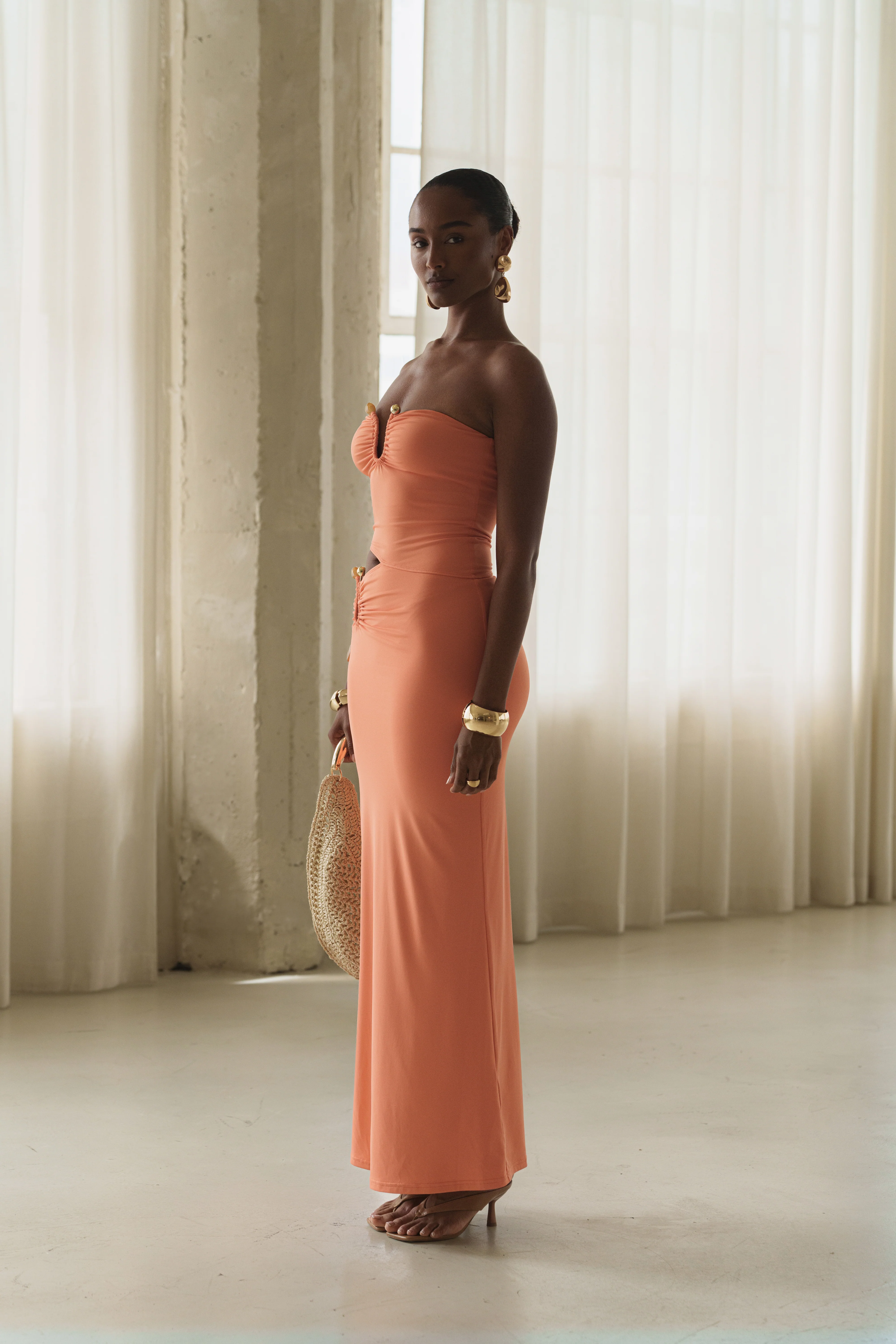 Peach Sun-kissed Glow Maxi Dress