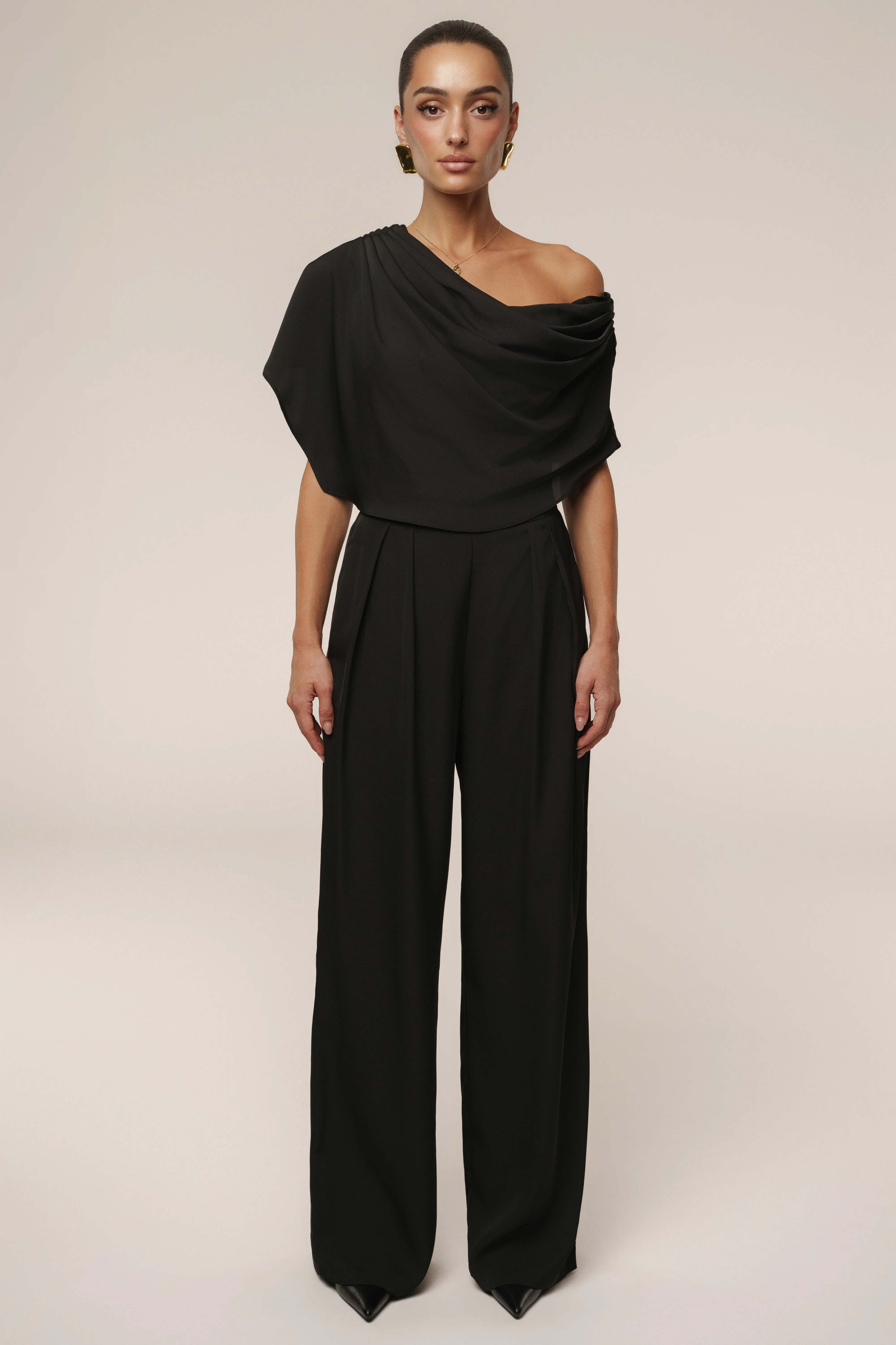 Black Gleam and Glow Satin Top