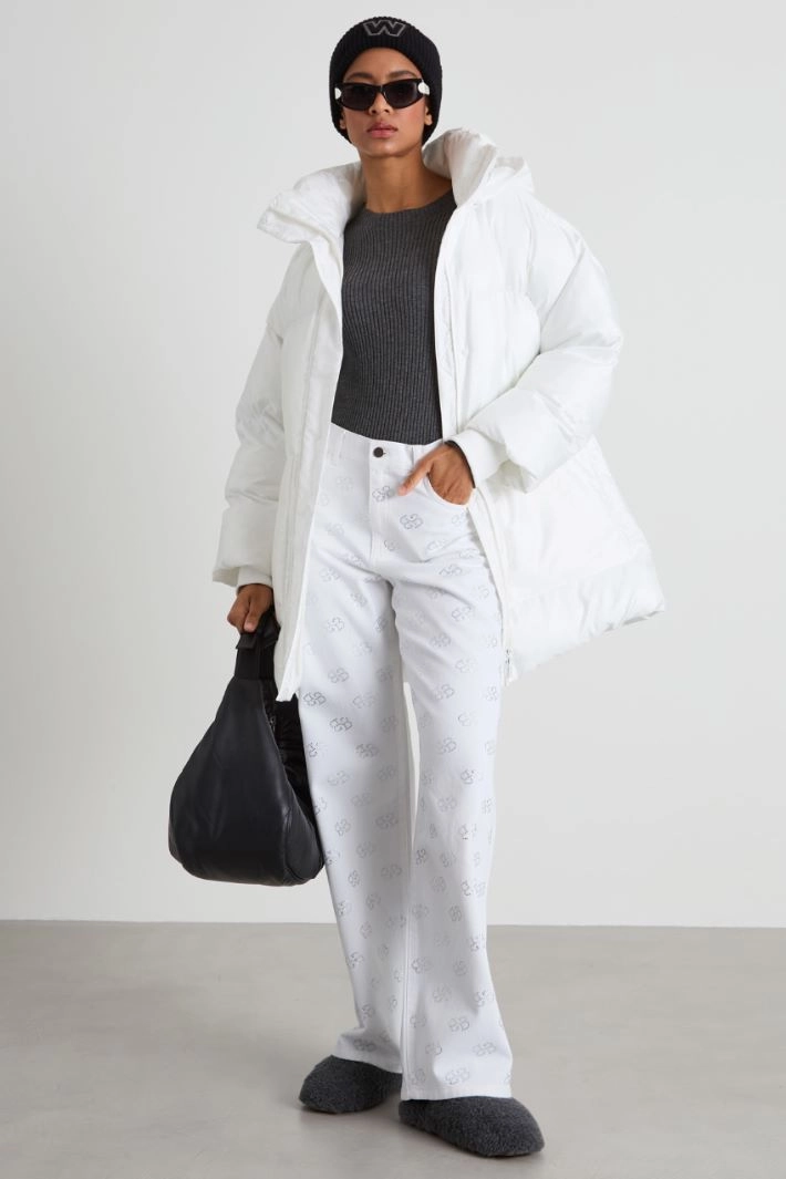 Oversized hooded padded coat - WHITE