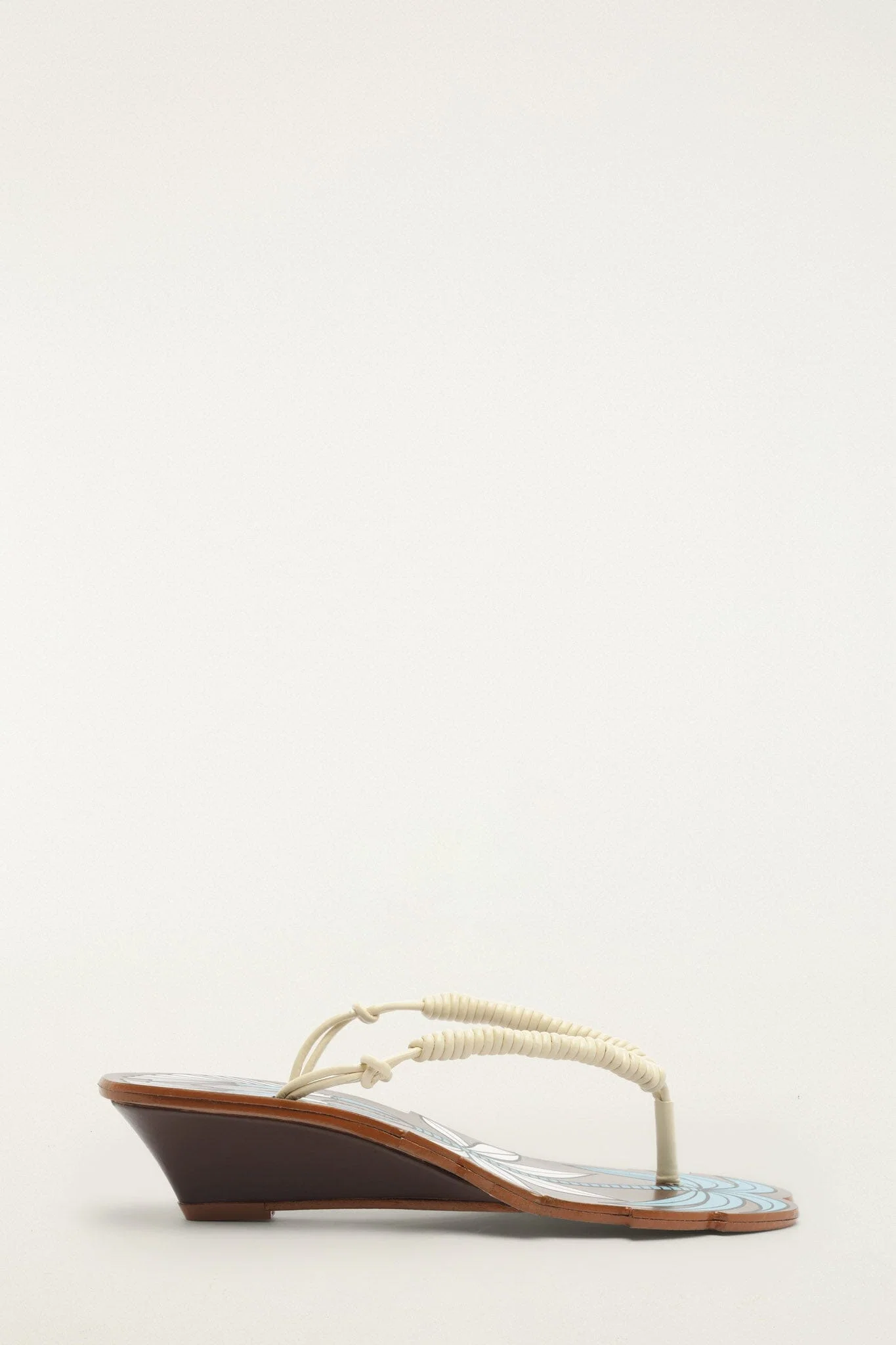 Brown Palm Tree Cutwork Wedge Sandal