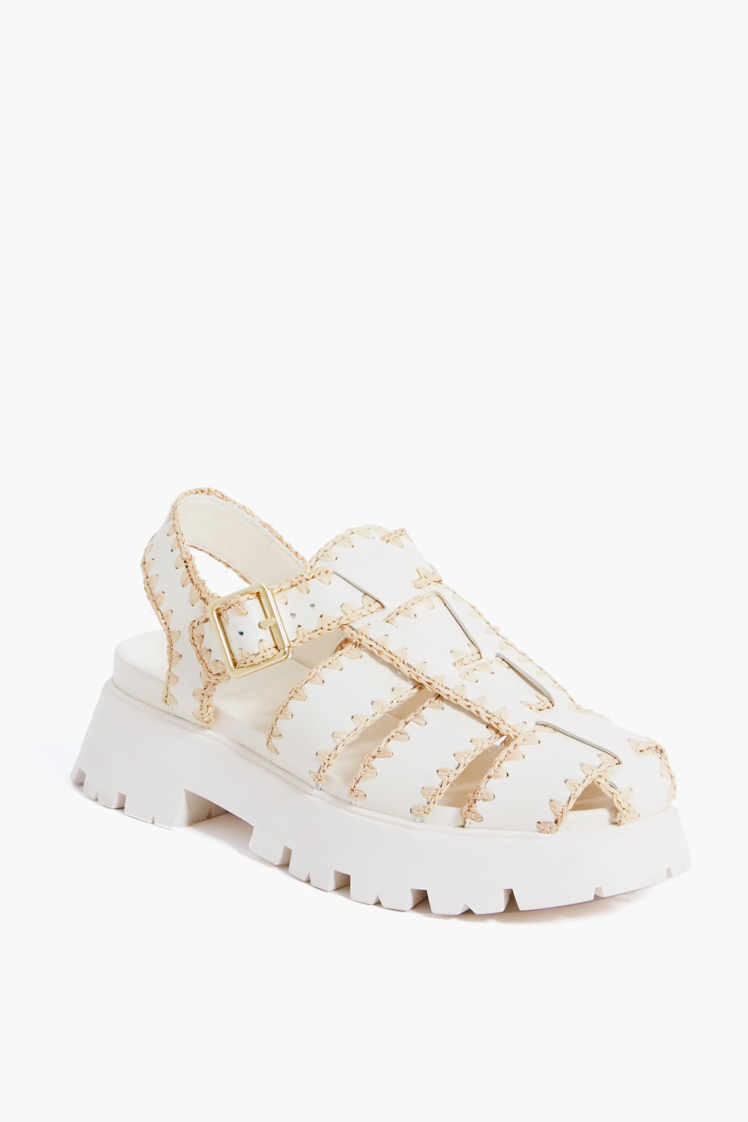Cream Leather Talia Platform Fisherman Sandal