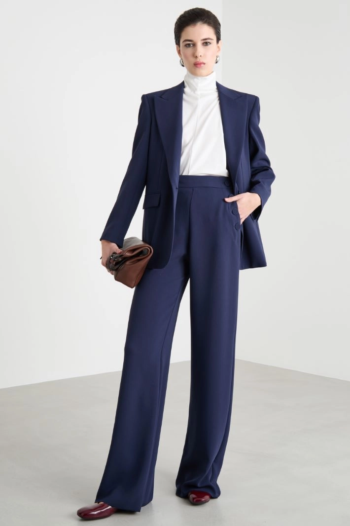 Wide-leg cady trousers - BLUE