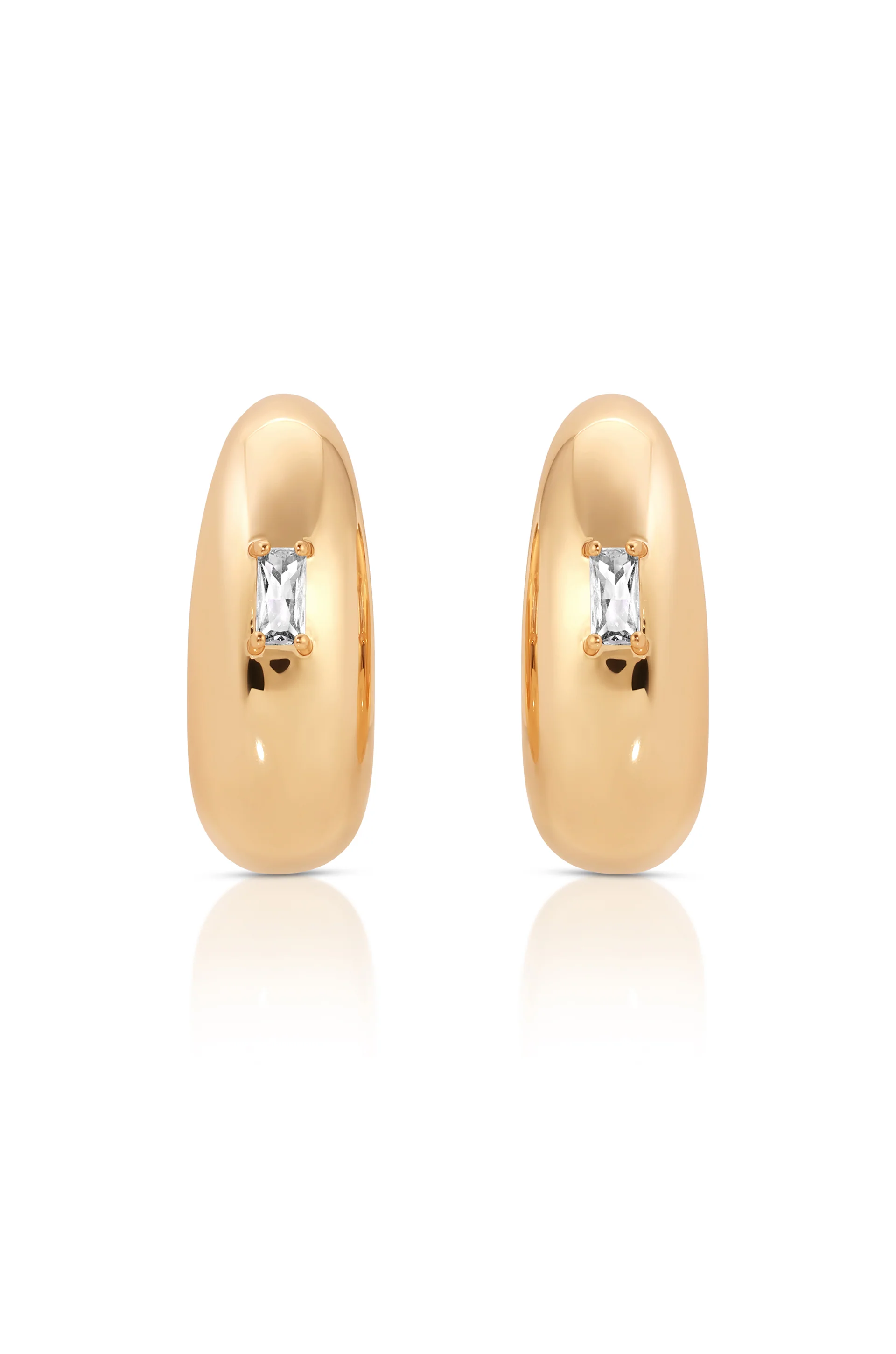 Oval Dome Baguette Hoops