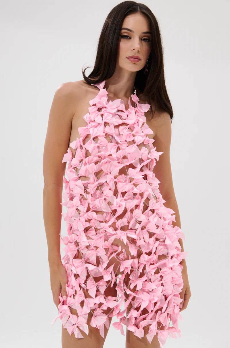 Slap It With A Bow Chain Mini Dress
