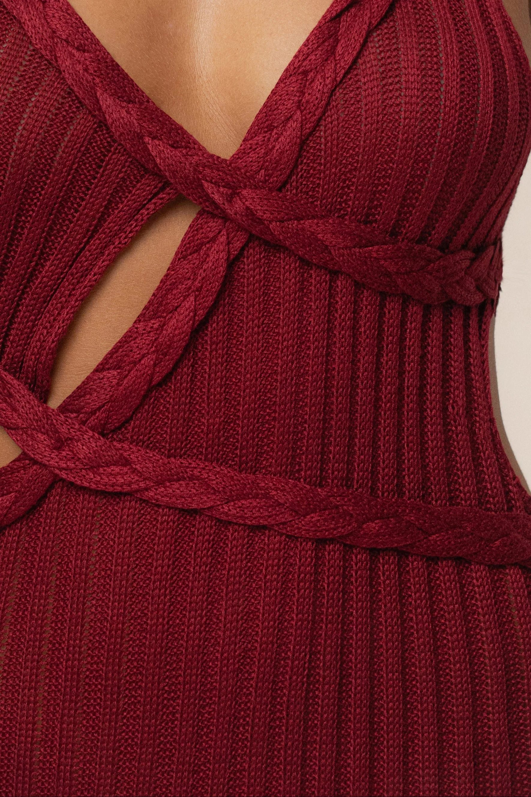 Burgundy Drift And Dream Braided Maxi Dress
