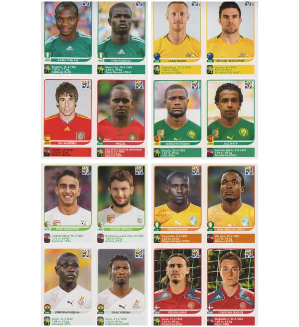 Panini World Cup 2010 Update - 20 Sheets With 4 Stickers