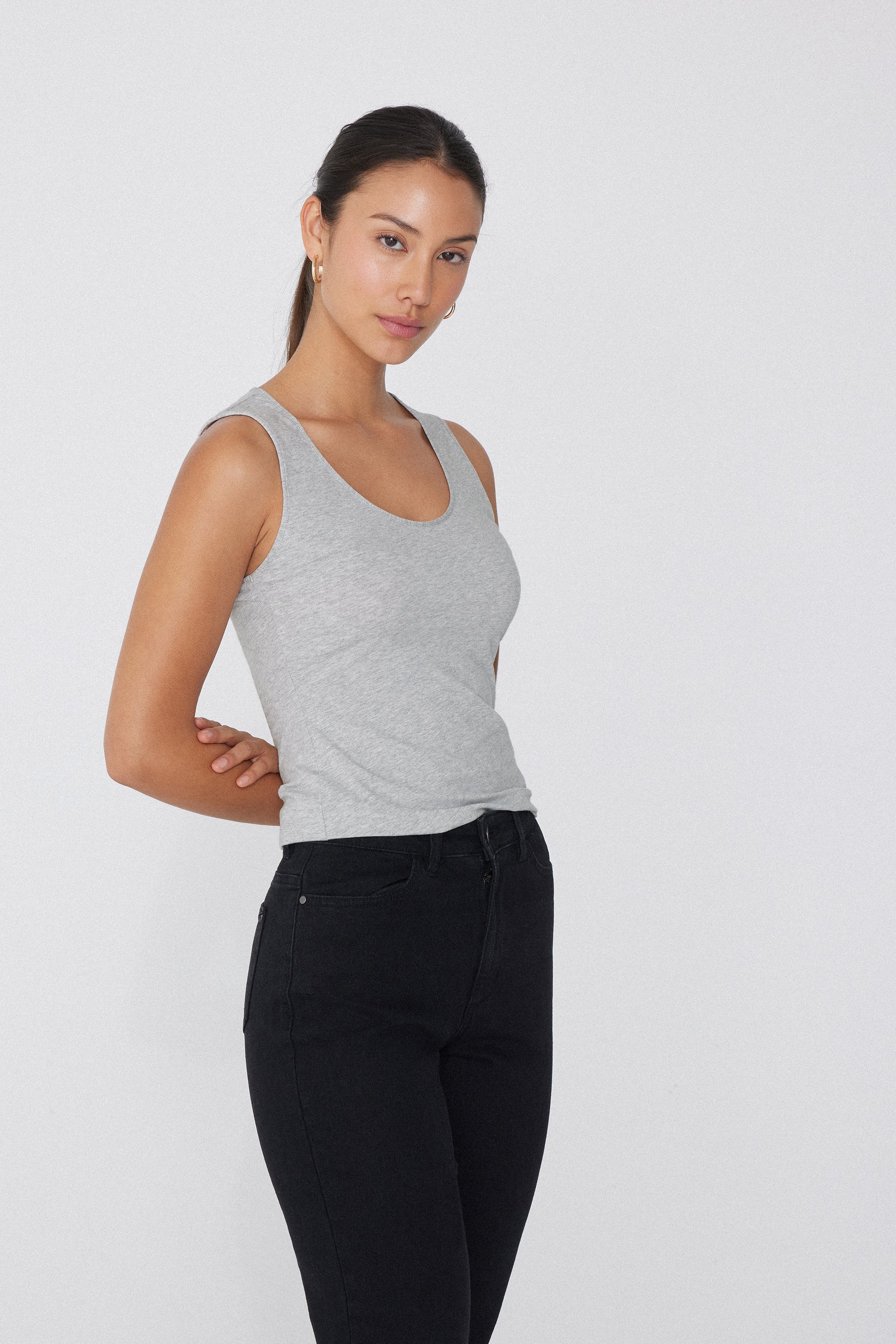 Organic Cotton Camisole with Wide Shoulder Straps and Scoop Neck