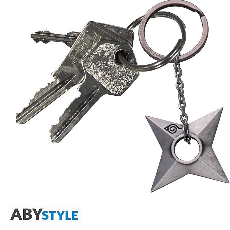 NARUTO SHIPPUDEN Keychain 3D Shuriken Konoha