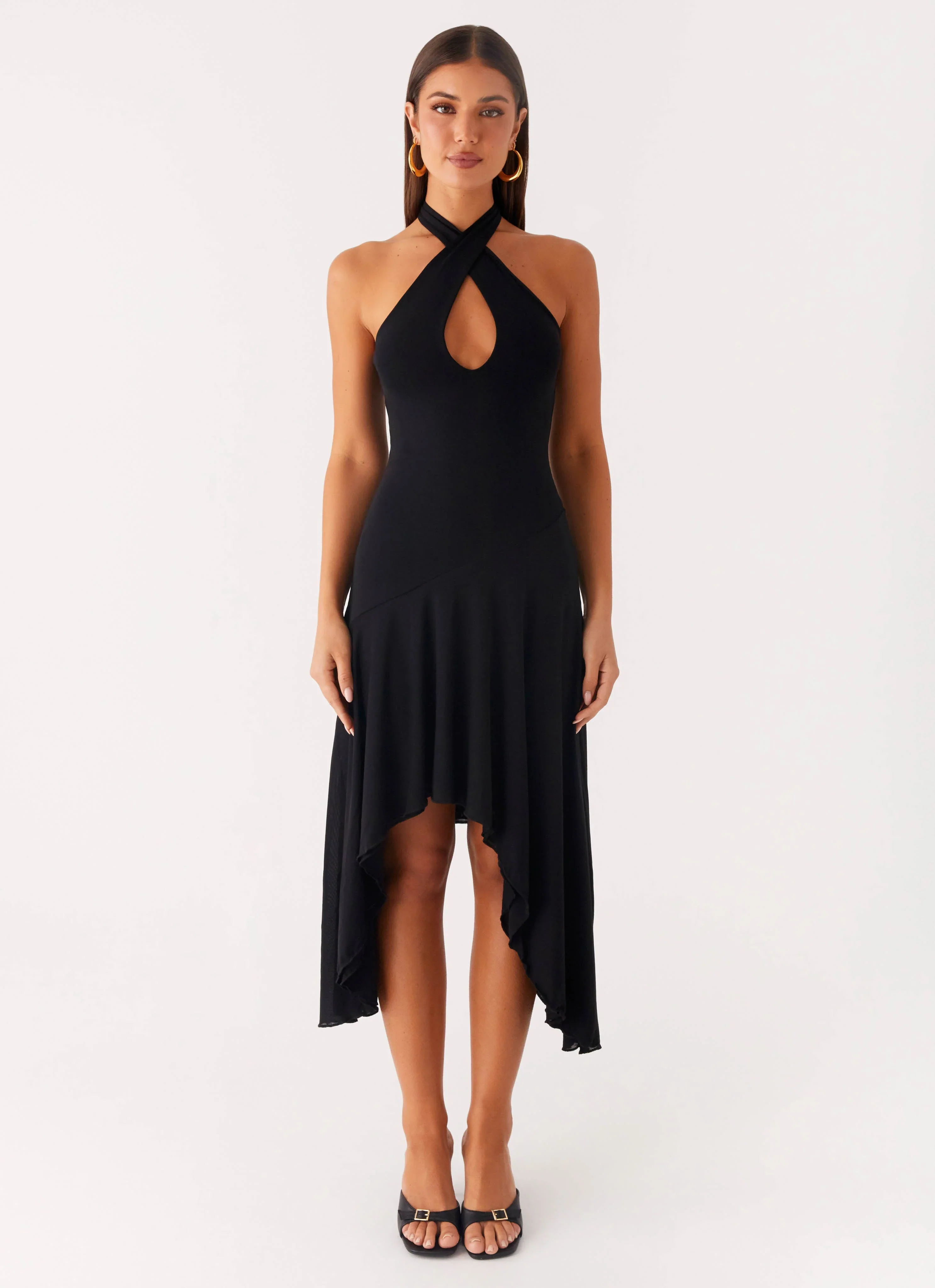 Velvet Sky Midi Dress - Black