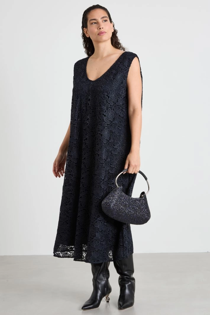 Lurex lace dress - NIGHT BLUE