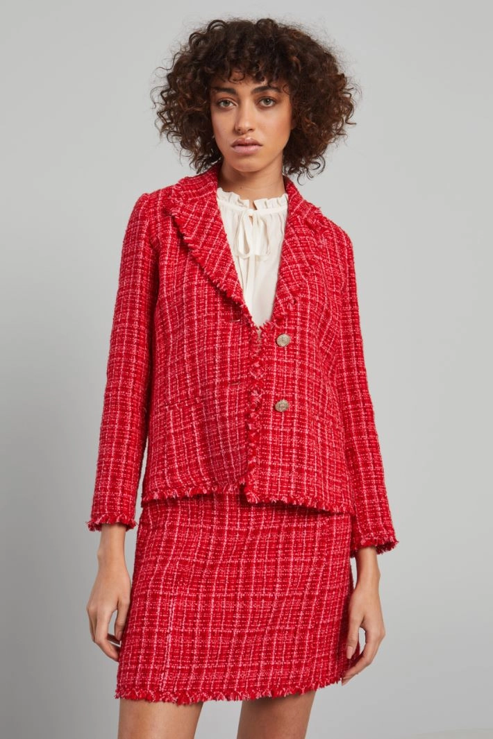 Blazer in tweed lamé - RED PINK