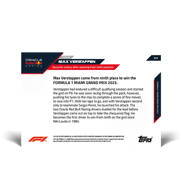 Topps UK - Secured victory after starting from ninth position - F1 TOPPS NOW® Card #014