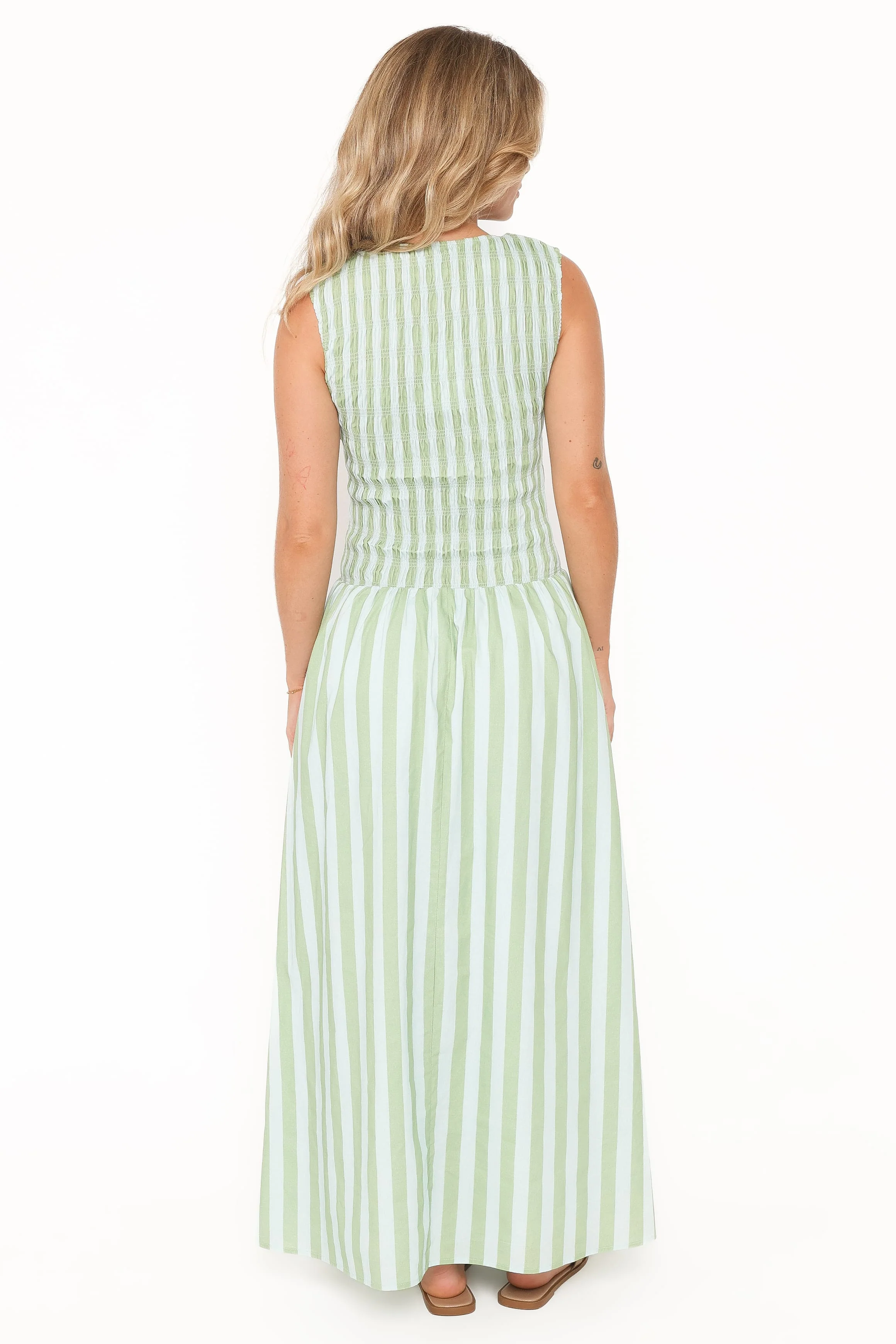 Maleny Maxi Dress - Blue/Green Stripe