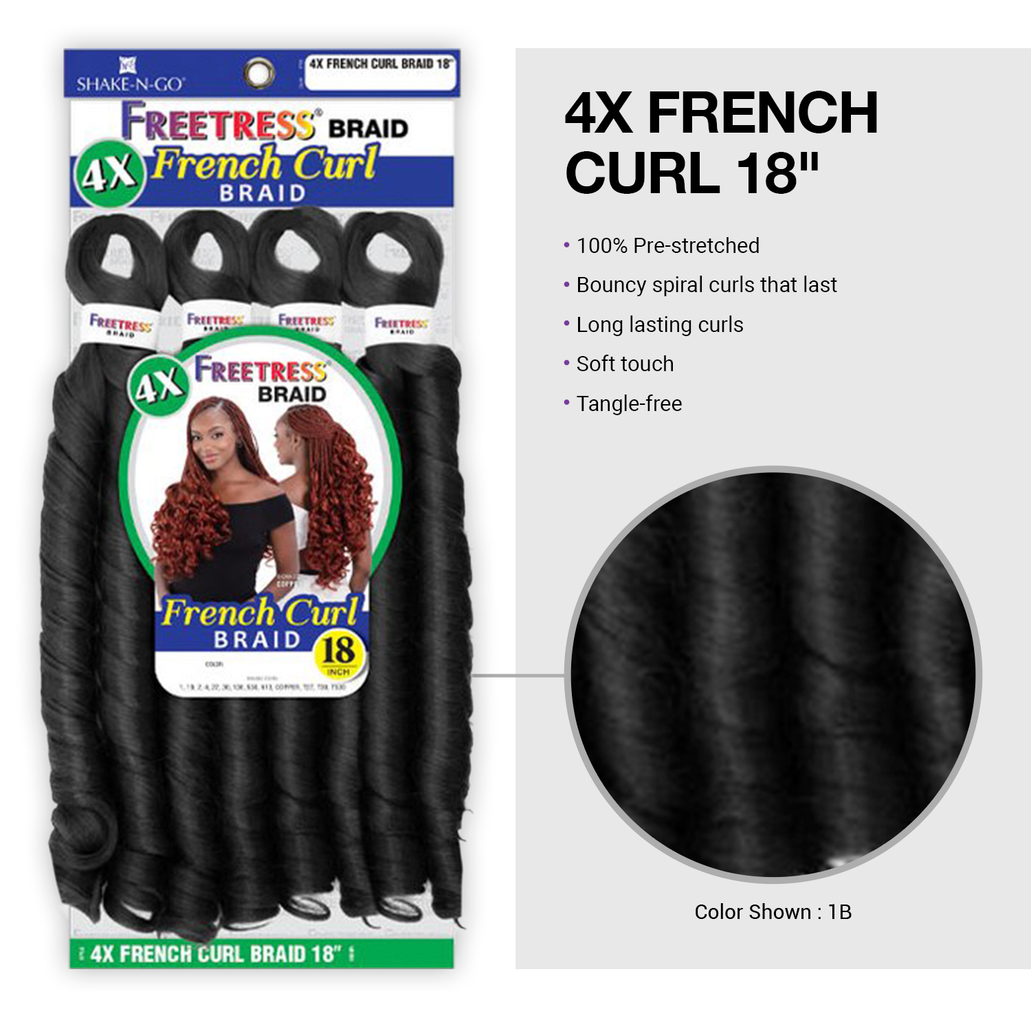 FreeTress Crochet Braids 4X French Curl 18