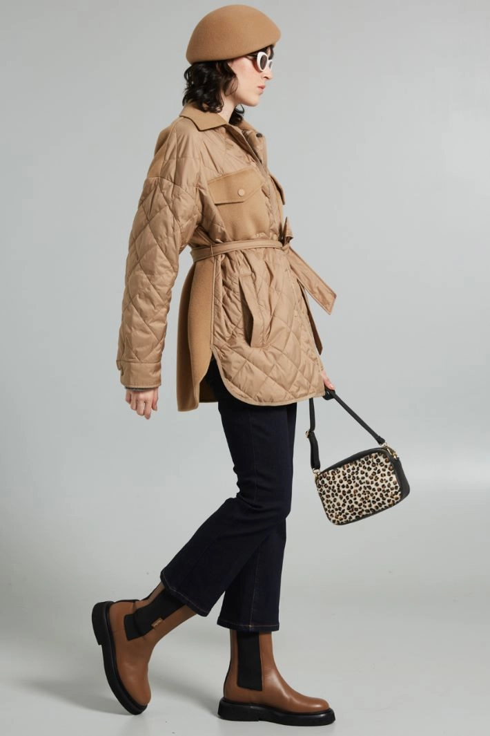 Quilted jacket with cloth details - CAMEL