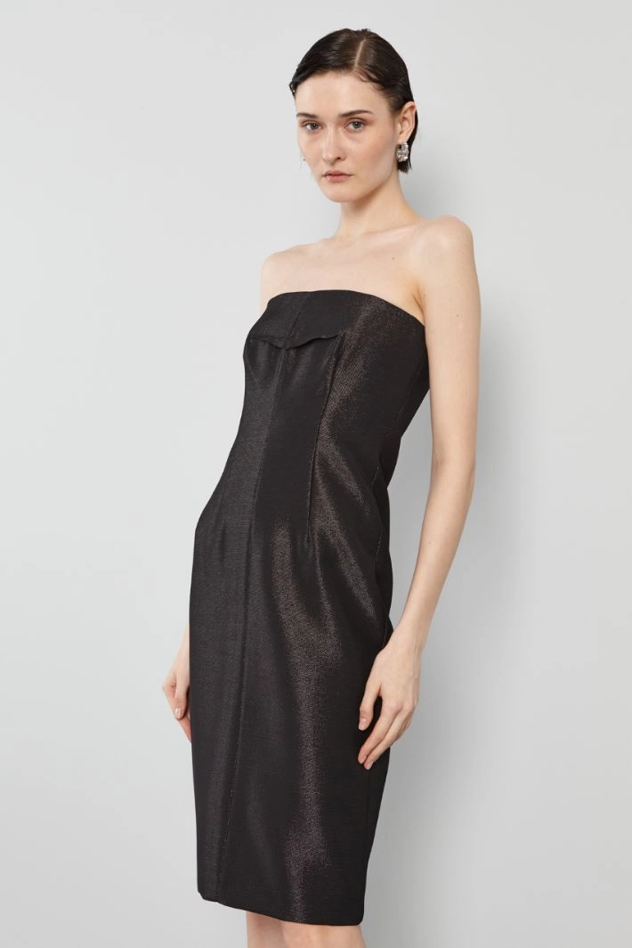 Bustier dress in metallic effect fabric - BLACK
