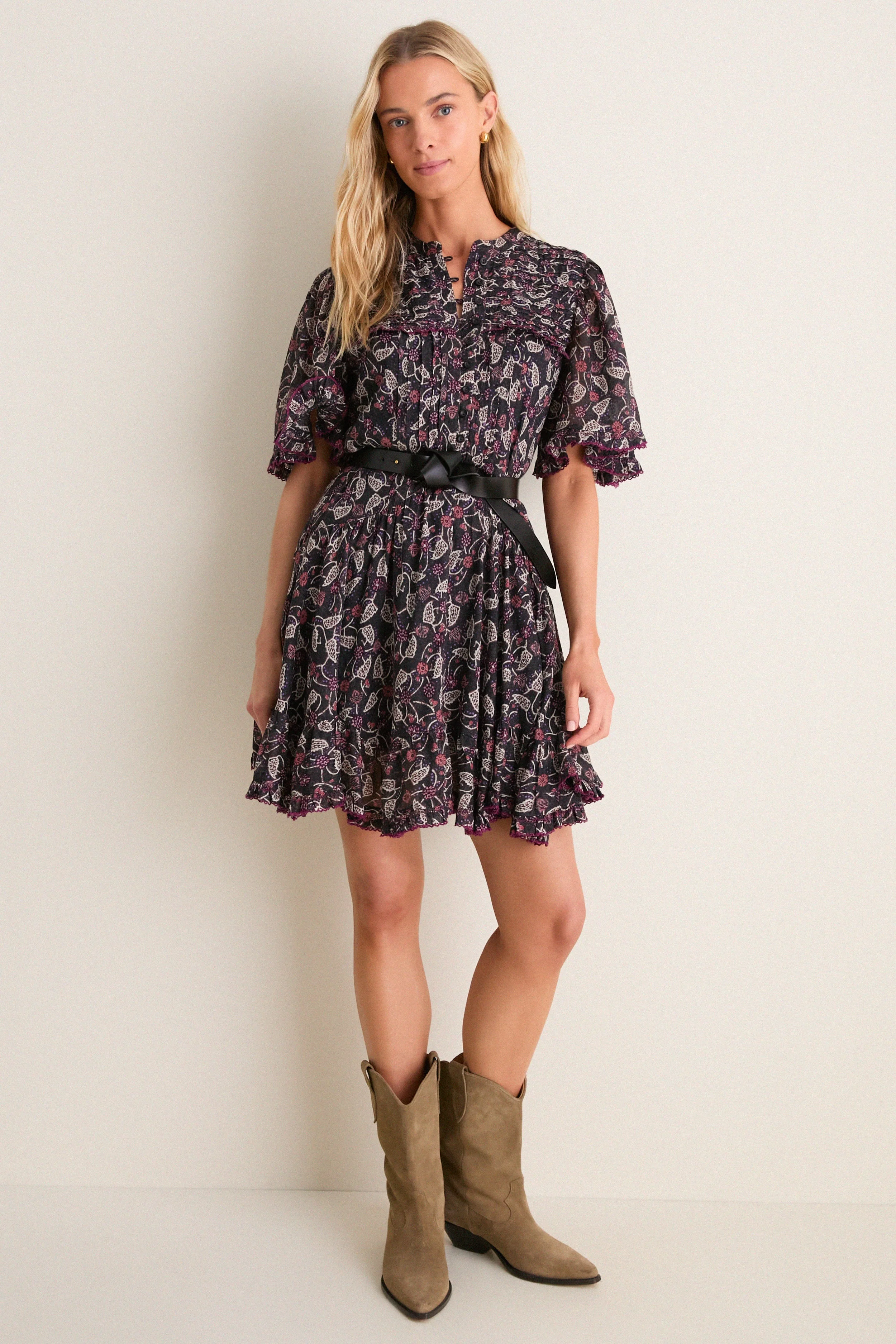 Black and Raspberry Daynia Dress