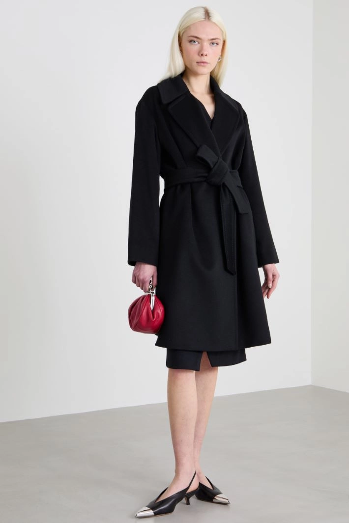 Wool robe coat - BLACK