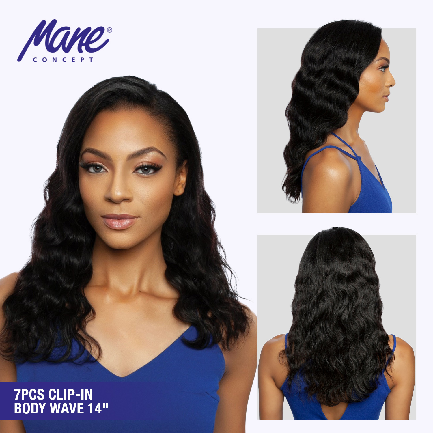 Mane Concept Unprocessed Human Hair Weave 7Pcs Clip-In Body Wave 14