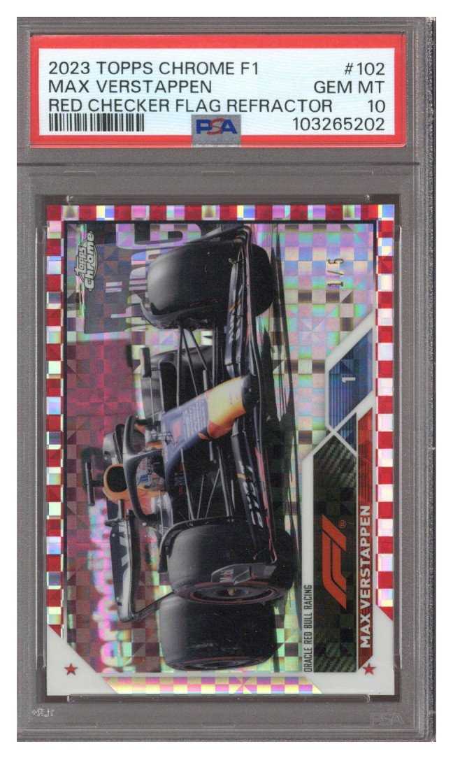 2023 Topps Chrome F1 MAX VERSTAPPEN RED CHECKER REF. #102 1/5 PSA 10