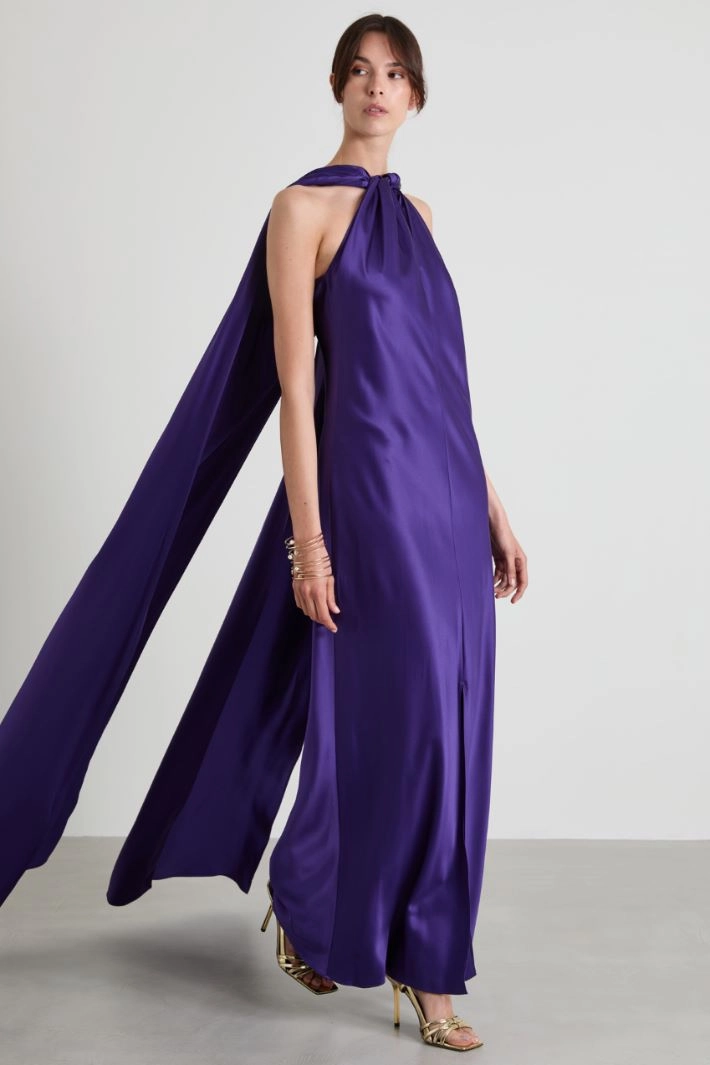 Long silk-satin dress - PURPLE