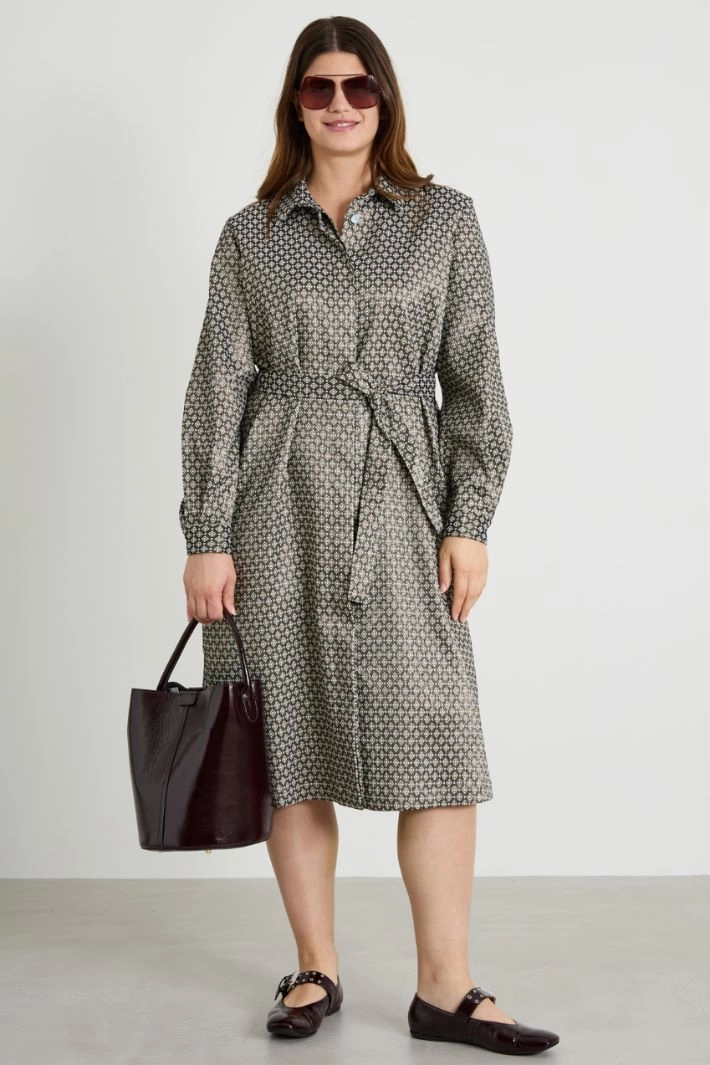 Lurex jacquard shirt dress - GOLD