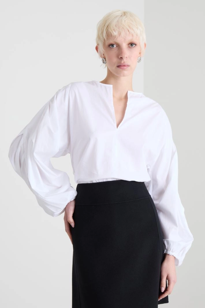 Cotton poplin blouse - WHITE