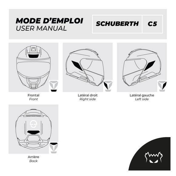 Fear The Yellow Bear REPLICA SCHUBERTH C5 Reflective Stickers - WhiteRef: FYB0031