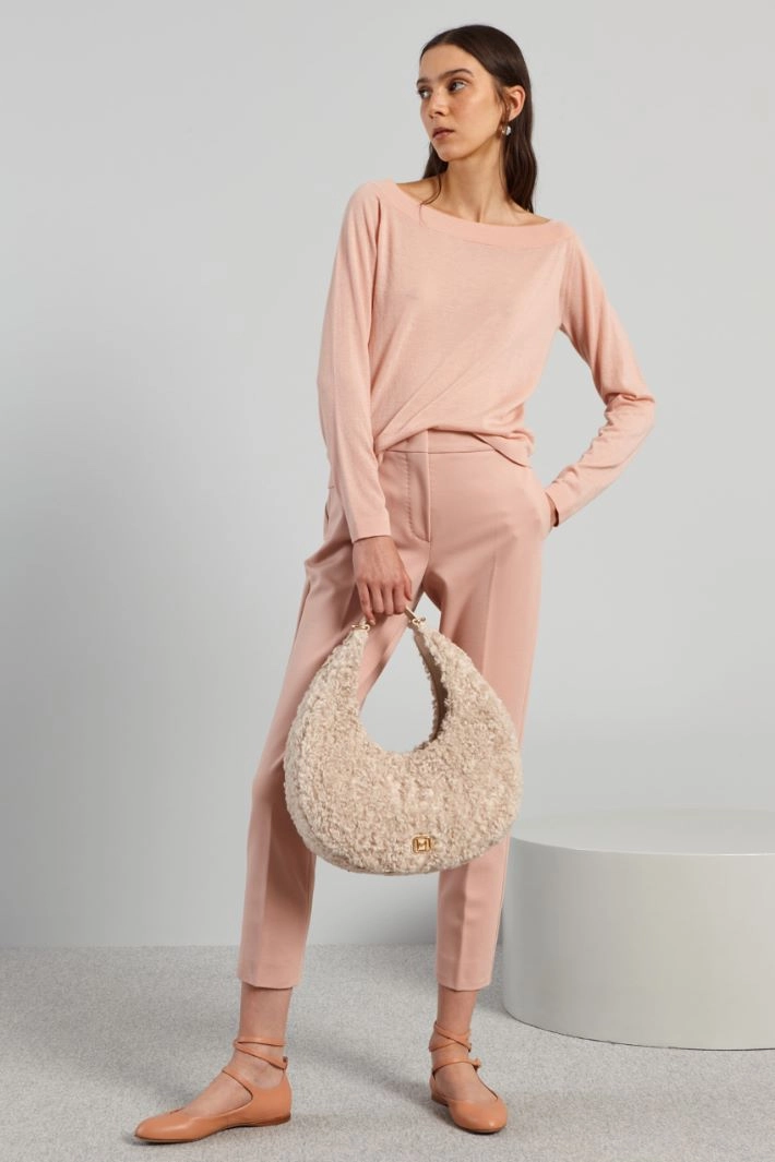 Boat neck sweater - PASTEL PINK