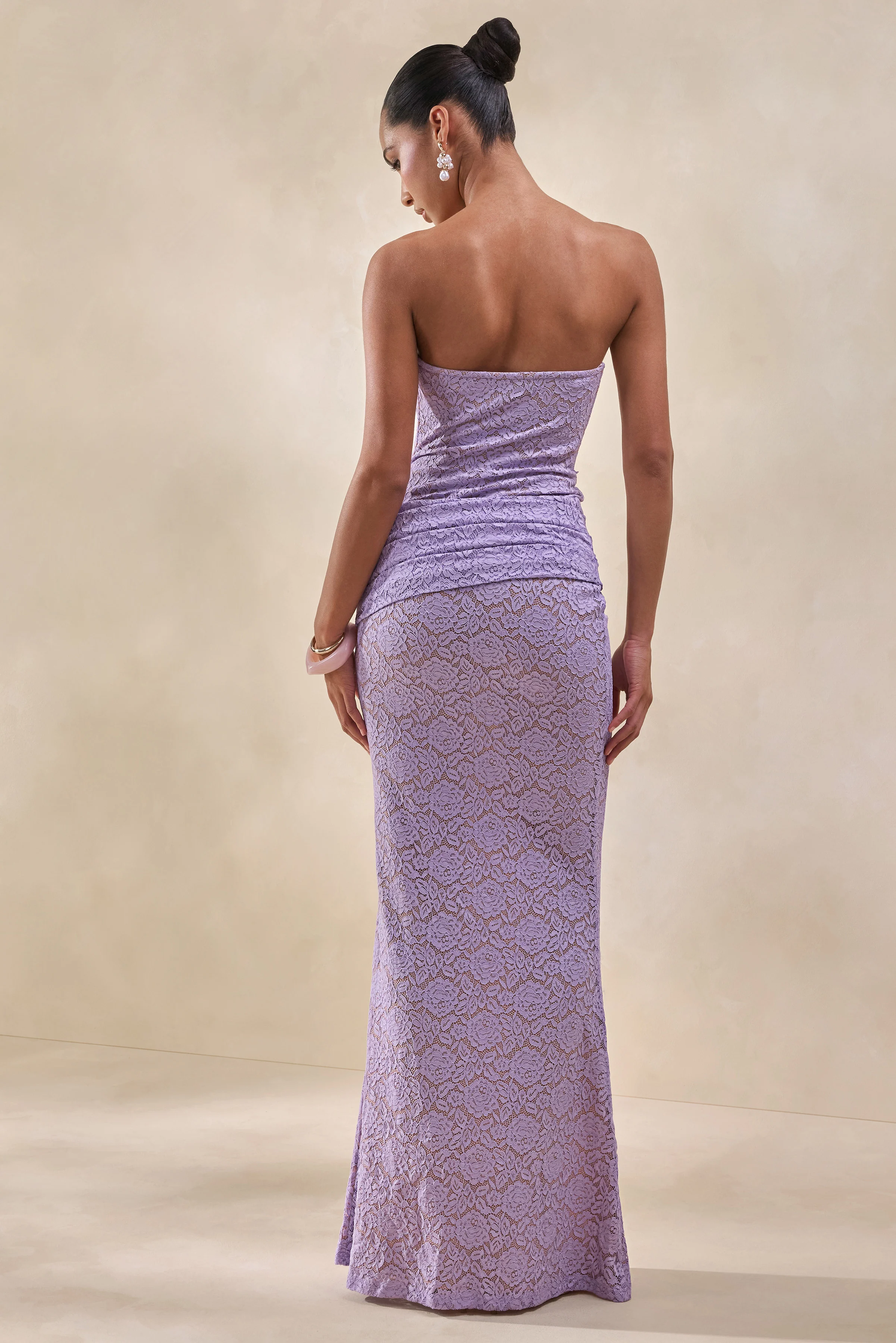 Viara | Lilac Lace Maxi Skirt With Draped-Detailing