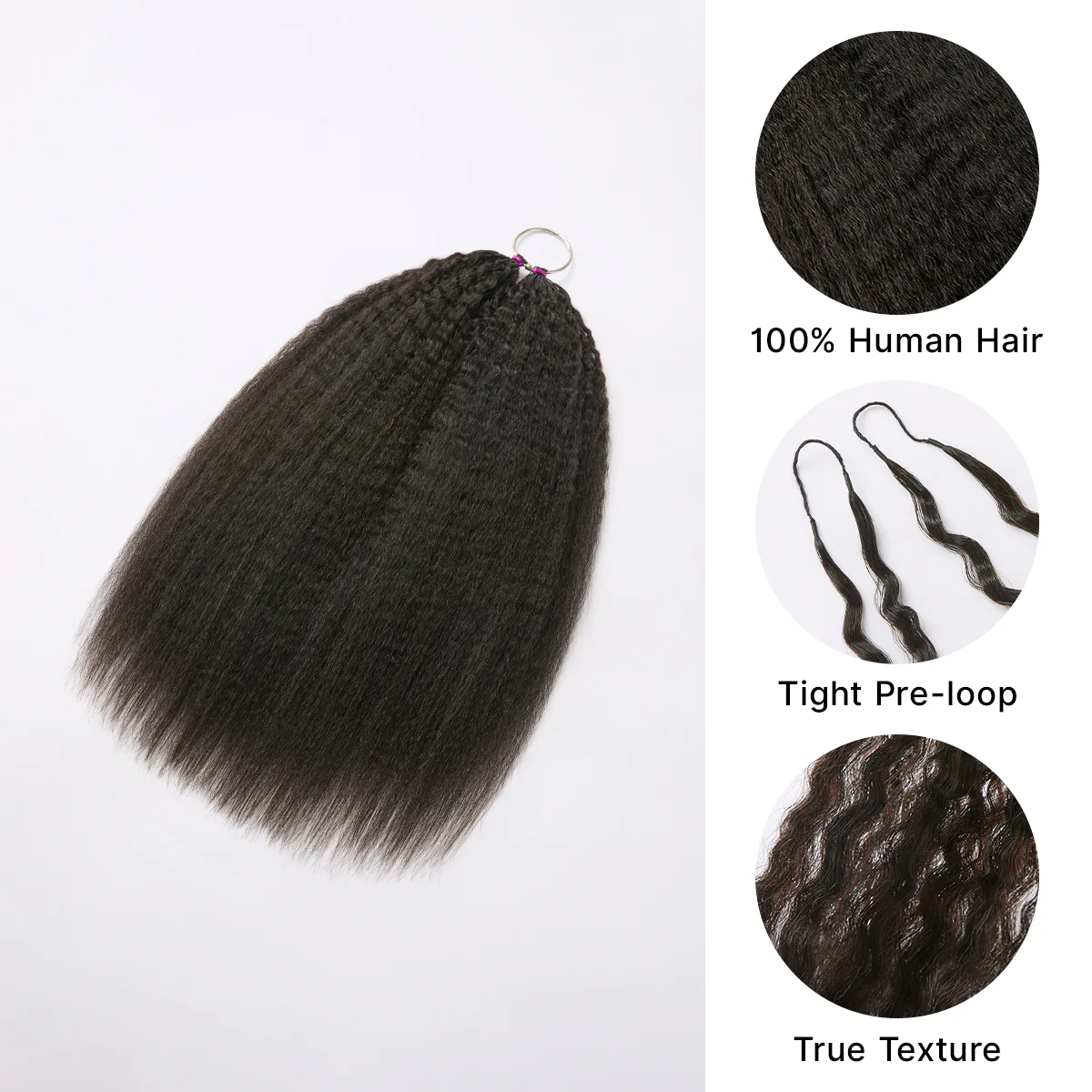 Readitress? Pre-Separated Feather Crochet Human Hair Extensions Kinky Straight Protective Style with Free Gifts - US Only