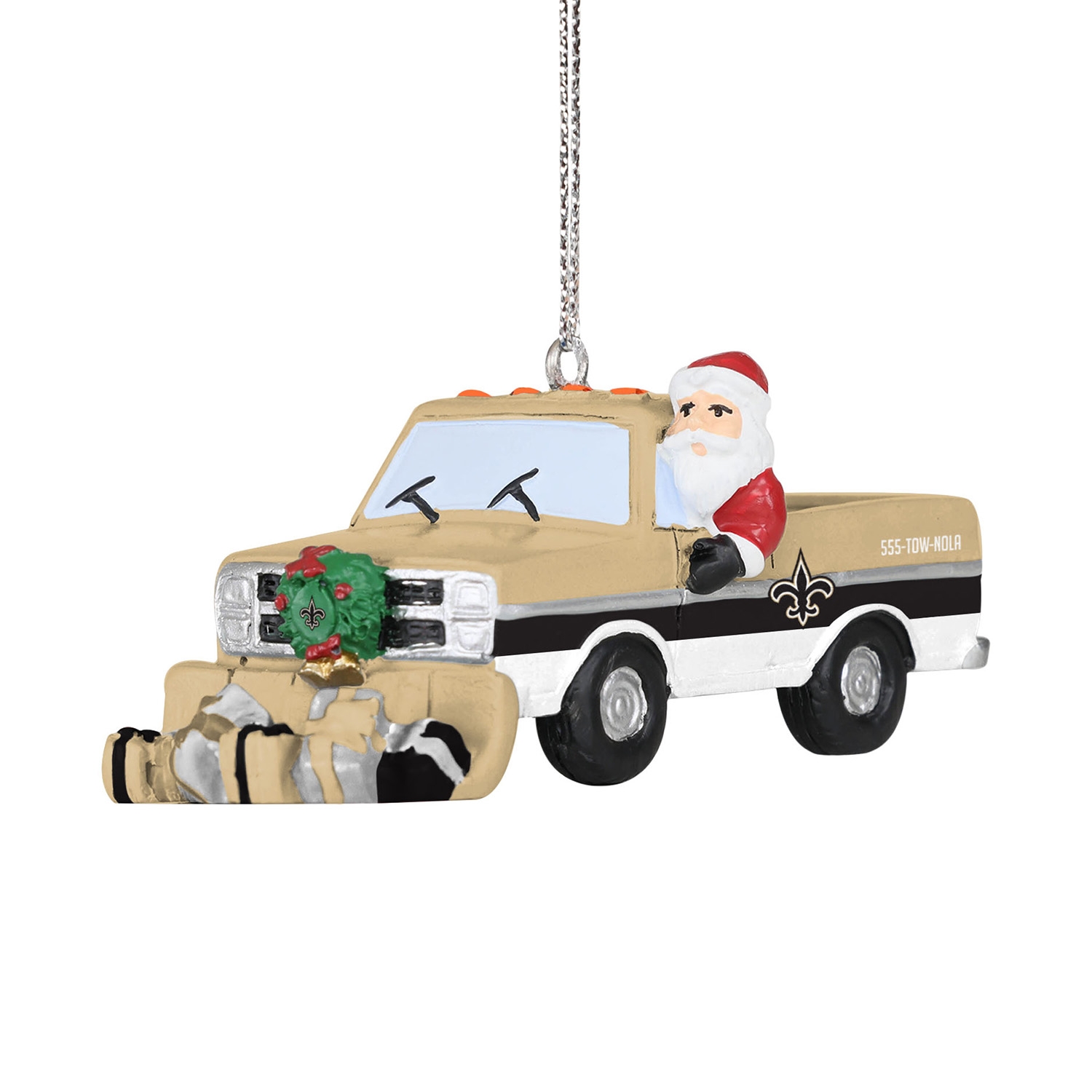 New Orleans Saints NFL Snow Plow Truck Christmas Ornament