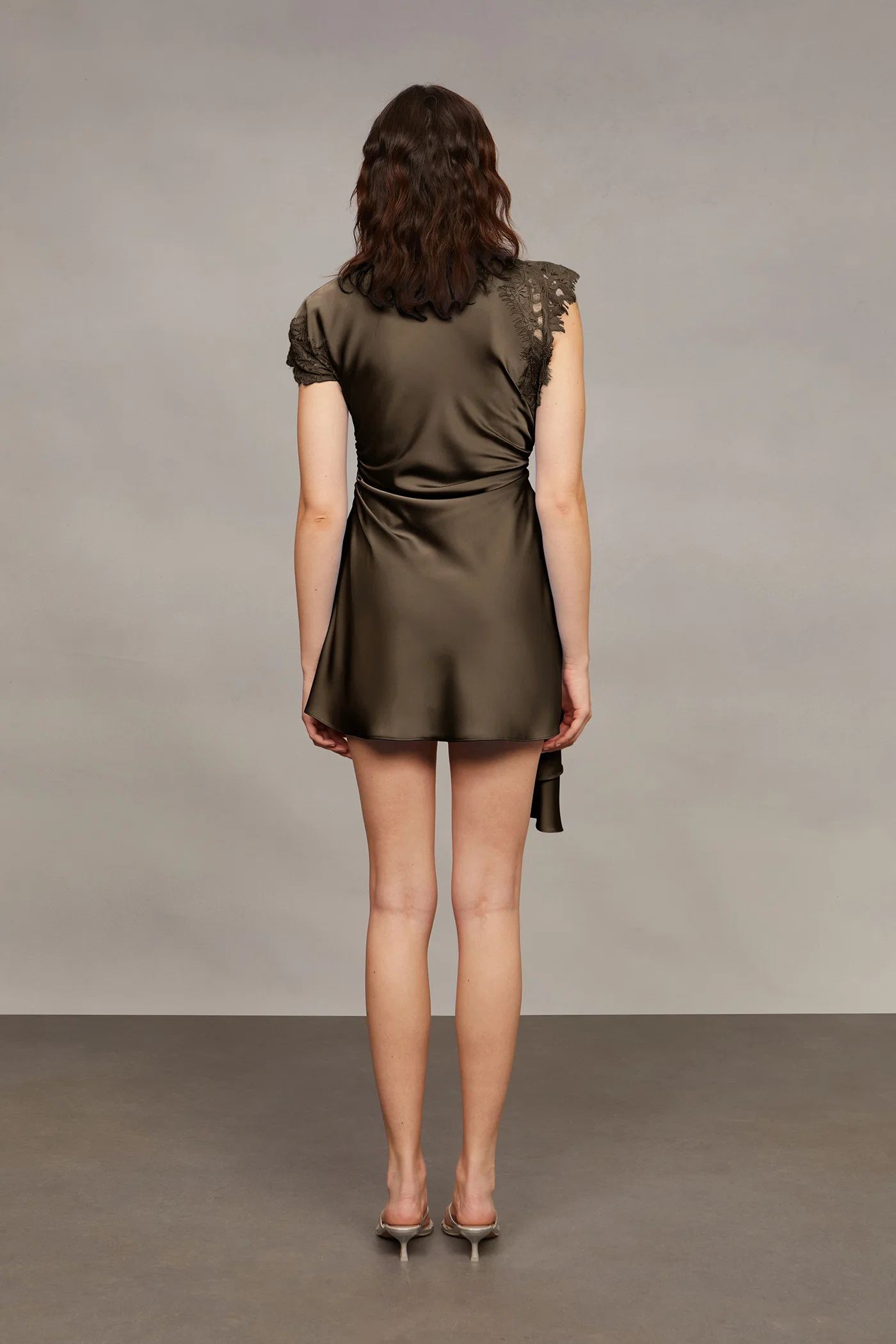 Zina Ruched Mini Dress-Mosswood